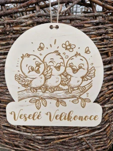 Cedulka na dveře "Veselé Velikonoce" - Ptáčci