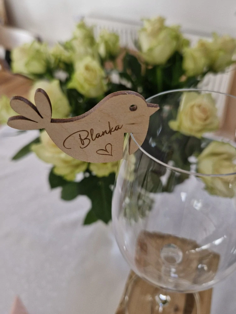 Cedulka Ptáček na sklenku