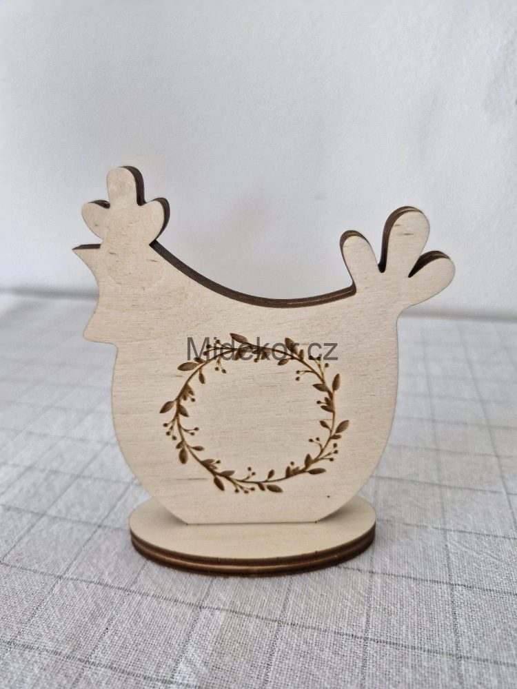 Dřevěná slepička "20 cm" Květinové srdce