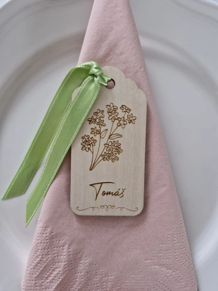 Svatební cedulka se jménem - Kvítí