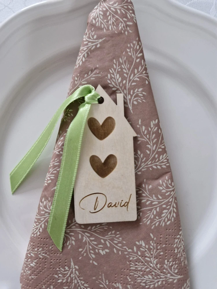 Svatební cedulka se jménem - Domeček