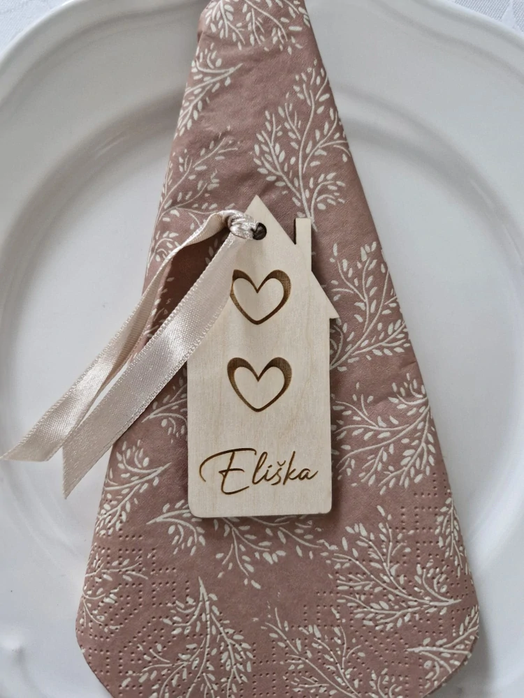 Svatební cedulka se jménem - Domeček 2
