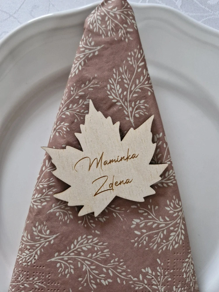Svatební cedulka se jménem - Javorový list