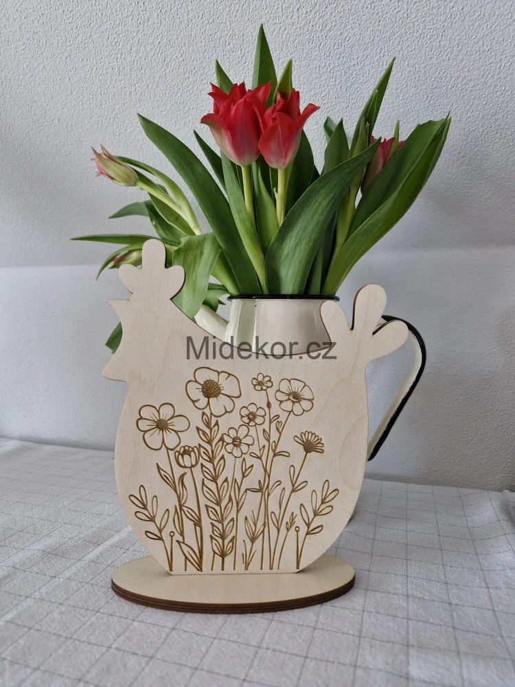 Dřevěná slepička "20 cm" Květinové srdce