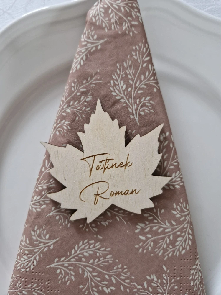 Svatební cedulka se jménem - Javorový list